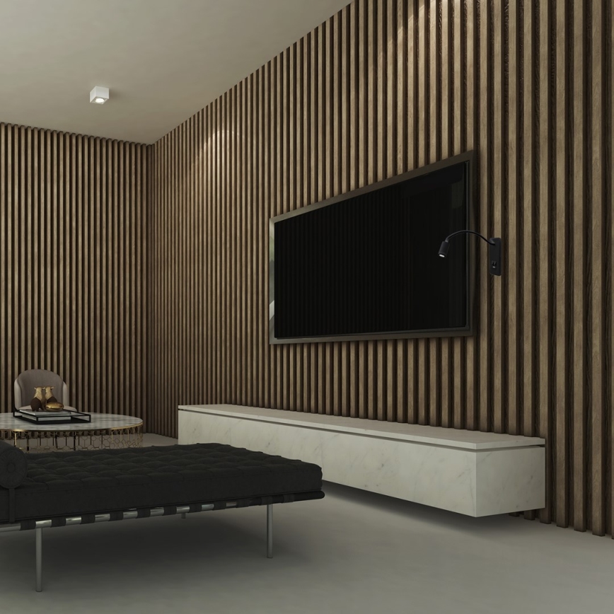 LED-joustava seinävalaisin USB-liitännällä BASE, LED 8W + LED 2W, 230V, musta