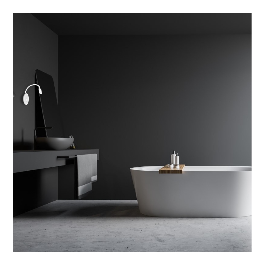 LED-joustava seinävalaisin USB-portilla BASE LED/8W+LED/2W/230V valkoinen/hopea