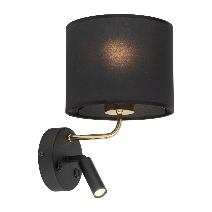 LED Joustava valaisin RICHI 1xE27/15W/230V + LED/3W/230V musta