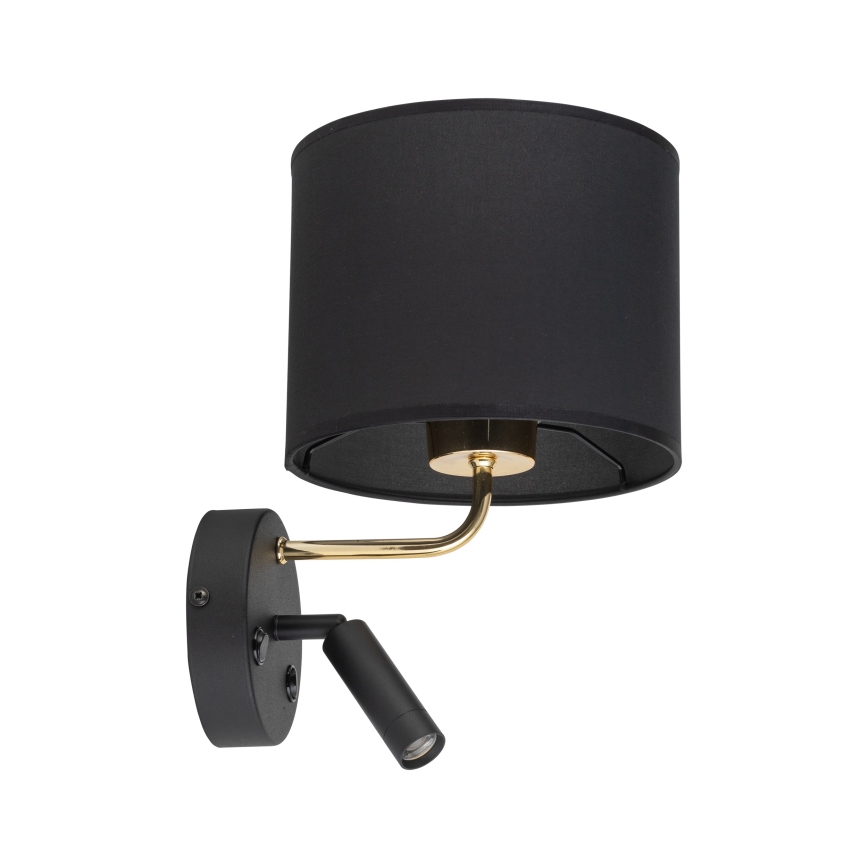 LED Joustava valaisin RICHI 1xE27/15W/230V + LED/3W/230V musta
