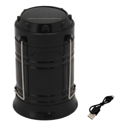 LED Kannettava aurinkokennolamppu LED/1200mAh musta