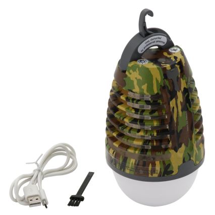 LED Kannettava ladattava lamppu, jossa hyönteisloukku LED/2W/3,7V 1800 mAh IPX4 camouflage
