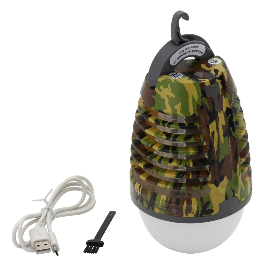 LED Kannettava ladattava lamppu, jossa hyönteisloukku LED/2W/3,7V 1800 mAh IPX4 camouflage