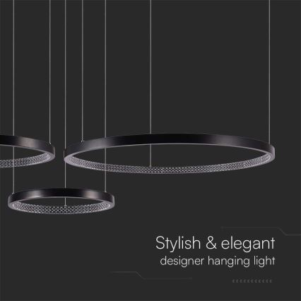 LED-kattokruunu johdossa 3xLED/19W/230V 4000K musta