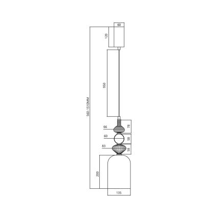 LED-kattokruunu johdossa ARTE LED/12W/230V halkaisija 13 cm musta