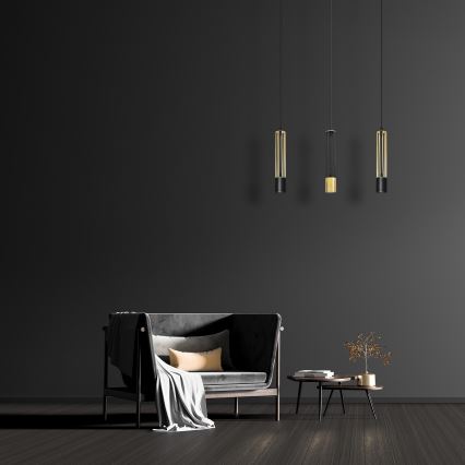 LED Kattokruunu johdossa BARS 3xGU10/4,8W/230V musta/kulta