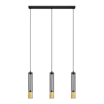 LED Kattokruunu johdossa BARS 3xGU10/4,8W/230V musta/kultainen