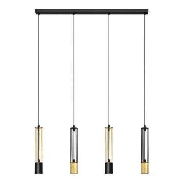 LED Kattokruunu johdossa BARS 4xGU10/4,8W/230V musta/kultainen