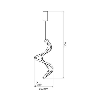 LED-kattokruunu johdossa COLIA LED/19W/230V musta/kulta