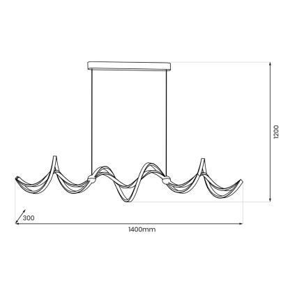 LED-kattokruunu johdossa COLIA LED/55W/230V musta/kulta