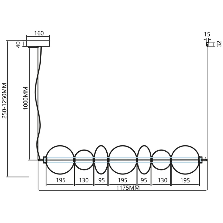 LED-kattokruunu johdossa DAPHNE LED/40W/230V harmaa