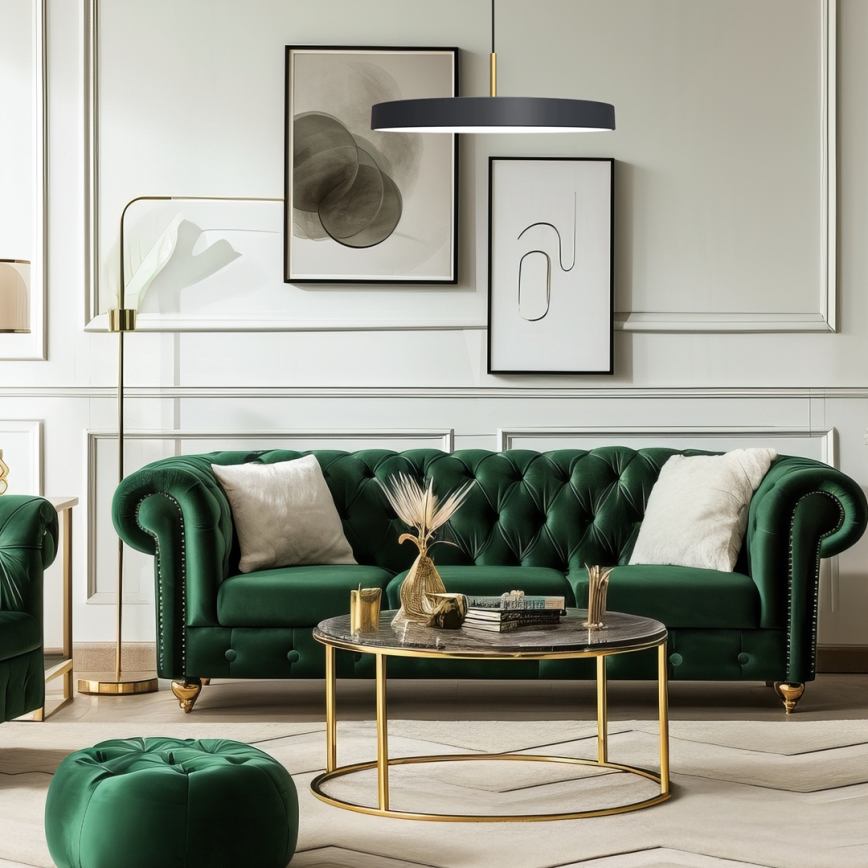 LED-kattokruunu johdossa DISC LED/38W/230V halkaisija 45 cm musta