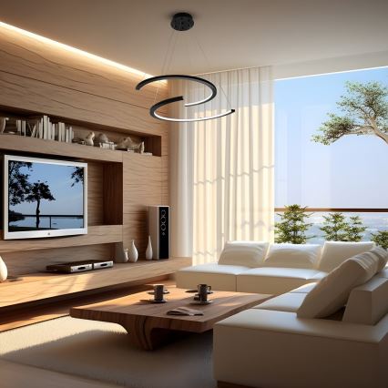 LED-kattokruunu johdossa DOUBLEMOON LED/30W/230V musta