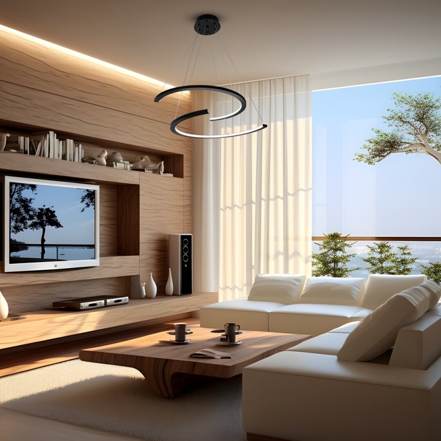 LED-kattokruunu johdossa DOUBLEMOON LED/30W/230V musta