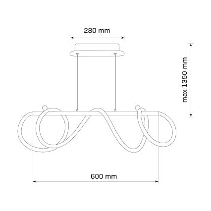 LED-kattokruunu johdossa EMMA LED/38W/230V musta