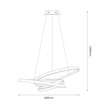 LED-kattokruunu johdossa EMPOLI LED/55W/230V musta