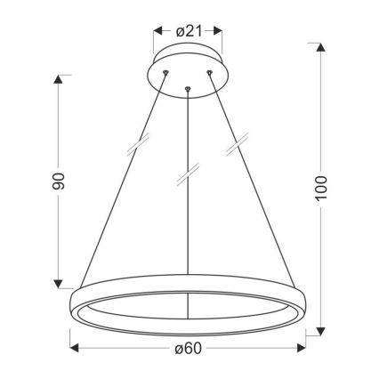LED-kattokruunu johdossa HASHIM LED/34W/230V halkaisija 60 cm kupari