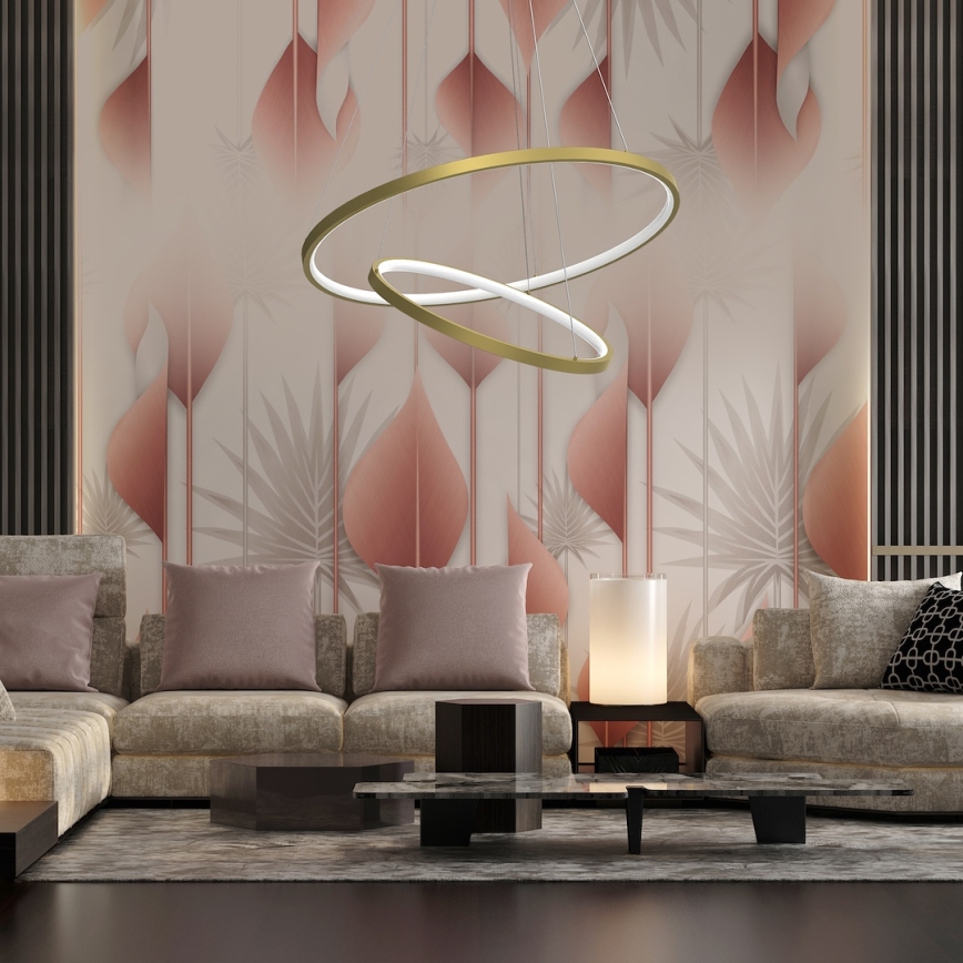 LED-kattokruunu johdossa HOOP LED/51W/230V halkaisija 60 cm 4000K kulta