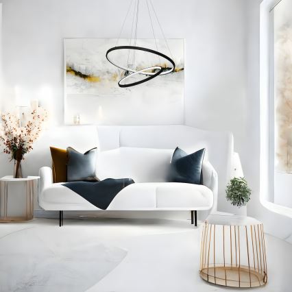 LED-kattokruunu johdossa HOOP LED/51W/230V halkaisija 60 cm 4000K musta