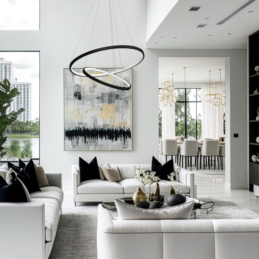 LED-kattokruunu johdossa HOOP LED/51W/230V halkaisija 60 cm 4000K musta