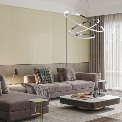 LED-kattokruunu johdossa HOOP LED/93W/230V halkaisija 80 cm 4000K kiiltävä kromi