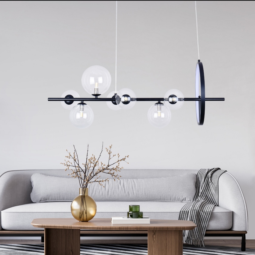 LED-kattokruunu johdossa HYBRID LED/15W/230V + 7xG9/6W 4000K musta