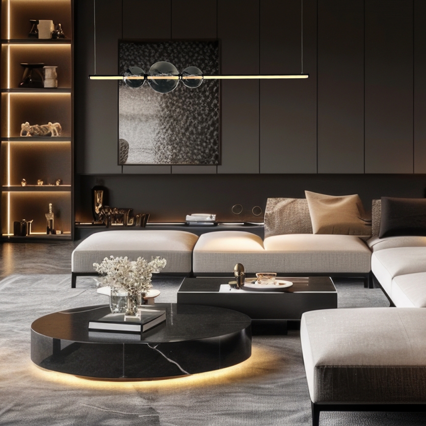 LED-kattokruunu johdossa KUGEL LED/30W/230V musta