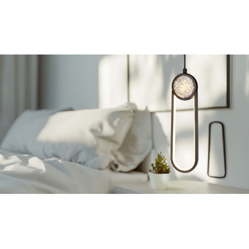 LED-kattokruunu johdossa LACRIMA LED/15W/230V 3000K musta