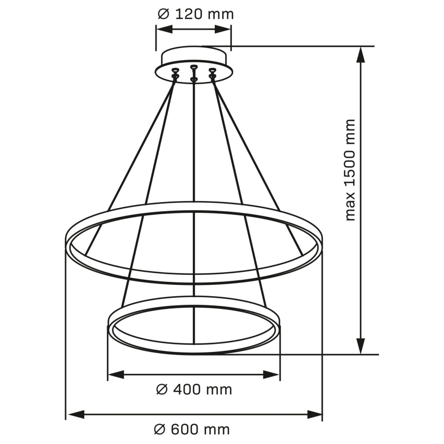 LED-kattokruunu johdossa LEA LED/35W/230V 4000K halkaisija 60 cm mattakromi