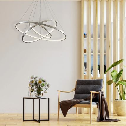 LED-kattokruunu johdossa LEA LED/60W/230V 4000K halkaisija 80 cm mattakromi