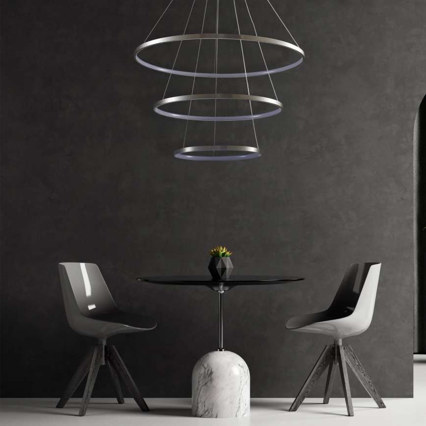 LED-kattokruunu johdossa LEA LED/60W/230V 4000K halkaisija 80 cm mattakromi