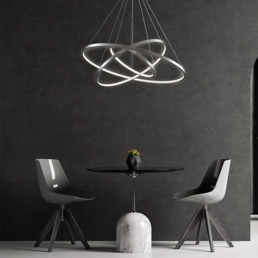 LED-kattokruunu johdossa LEA LED/60W/230V 4000K halkaisija 80 cm mattakromi