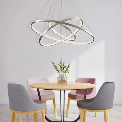 LED-kattokruunu johdossa LEA LED/60W/230V 4000K halkaisija 80 cm mattakromi