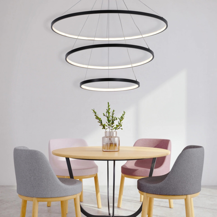 LED-kattokruunu johdossa LEA LED/60W/230V 4000K halkaisija 80 cm musta