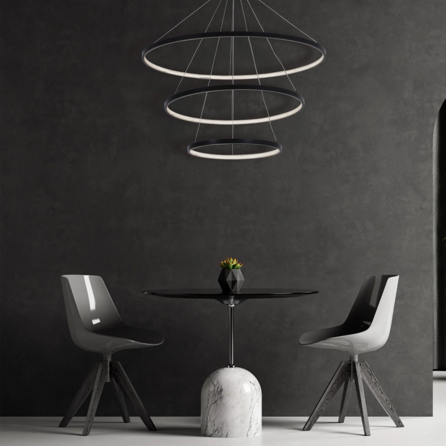 LED-kattokruunu johdossa LEA LED/60W/230V 4000K halkaisija 80 cm musta