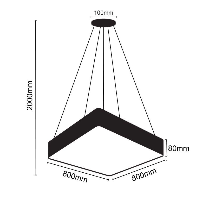 LED-kattokruunu johdossa LED/110W/230V 4000K 80x80 cm