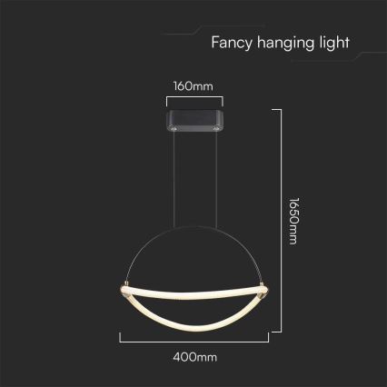 LED-kattokruunu johdossa LED/12W/230V 3000K halkaisija 40 cm