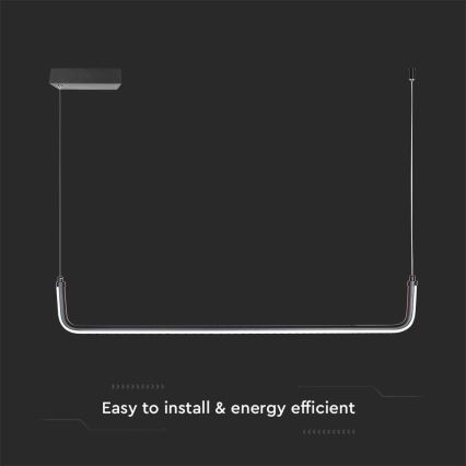 LED-kattokruunu johdossa LED/12W/230V 4000K 90 cm musta