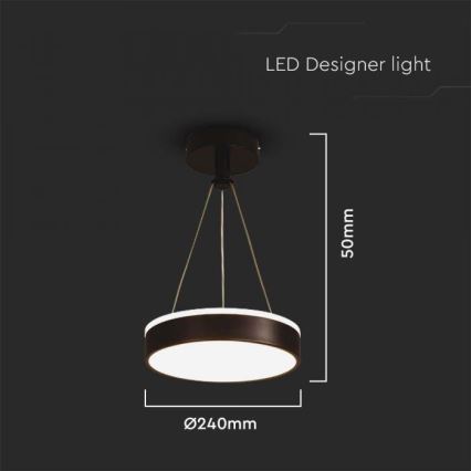 LED-kattokruunu johdossa LED/12W/230V 4000K musta