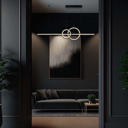 LED-kattokruunu johdossa LED/15W/230V 4000K 80 cm musta