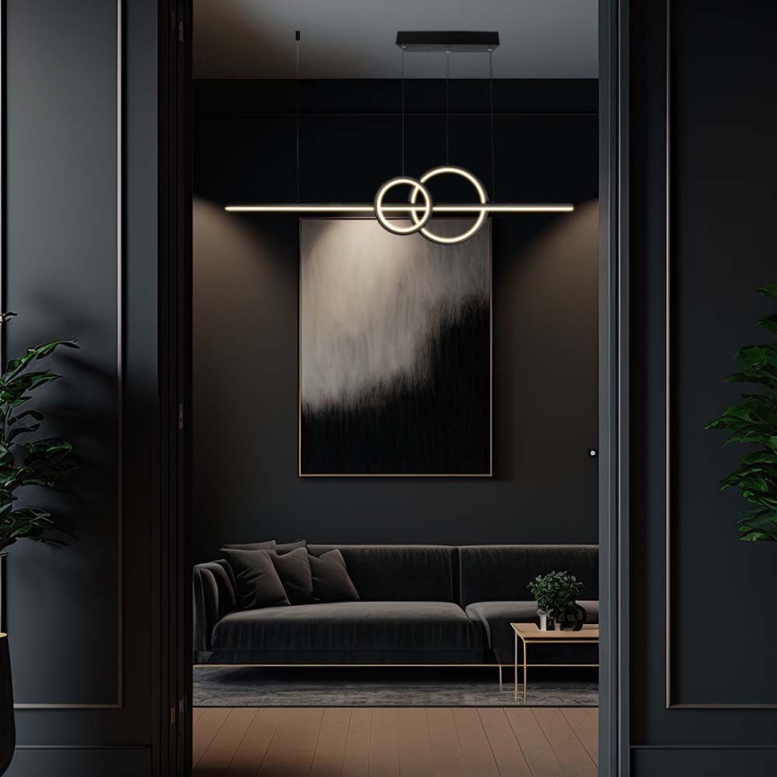 LED-kattokruunu johdossa LED/15W/230V 4000K 80 cm musta