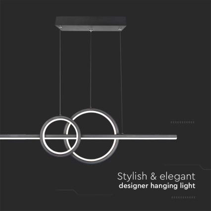 LED-kattokruunu johdossa LED/15W/230V 4000K 80 cm musta