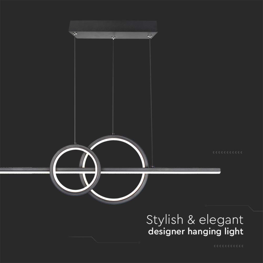 LED-kattokruunu johdossa LED/15W/230V 4000K 80 cm musta