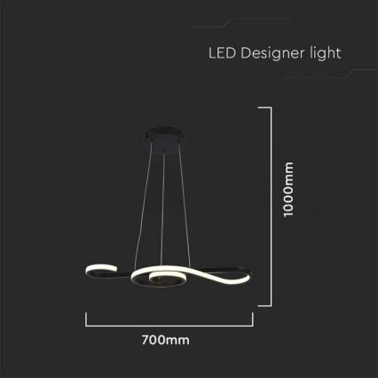 LED-kattokruunu johdossa LED/18W/230V 3000K musta