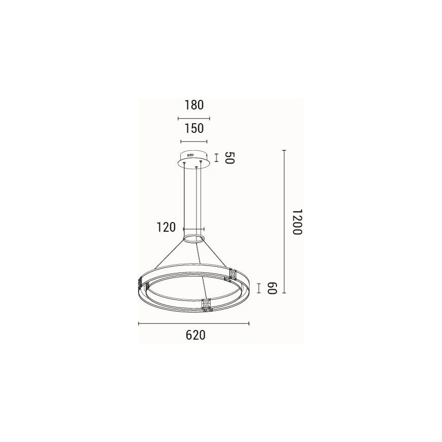LED-kattokruunu johdossa LED/21W/230V 3000K 42x120 cm