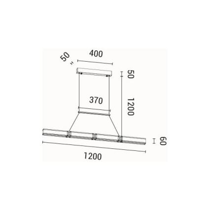 LED-kattokruunu johdossa LED/21W/230V 3000K 45x120 cm