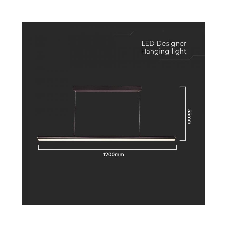 LED-kattokruunu johdossa LED/23W/230V 4000K 120 cm musta
