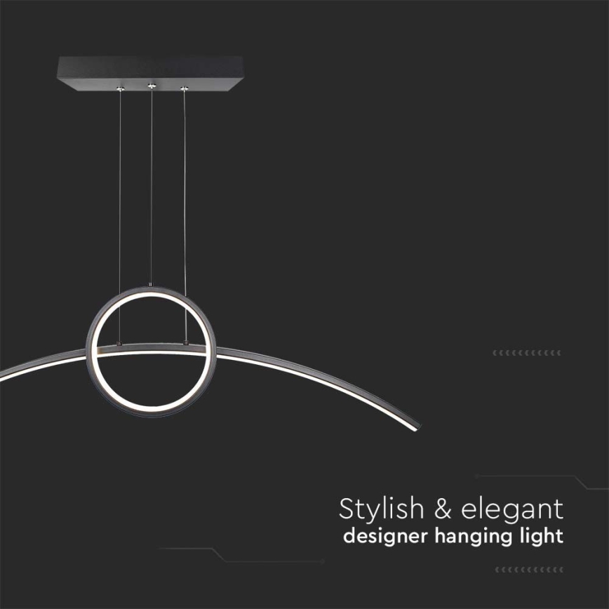 LED-kattokruunu johdossa LED/30W/230V 4000K 88 cm musta