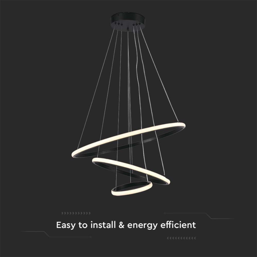 LED-kattokruunu johdossa LED/32W/230V 3000K musta