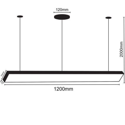 LED-kattokruunu johdossa LED/32W/230V 4000K halkaisija 120 cm musta
